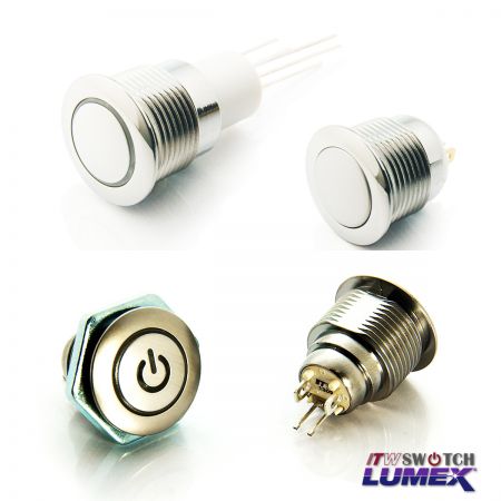 Interruptores de botón metálicos de 16 mm